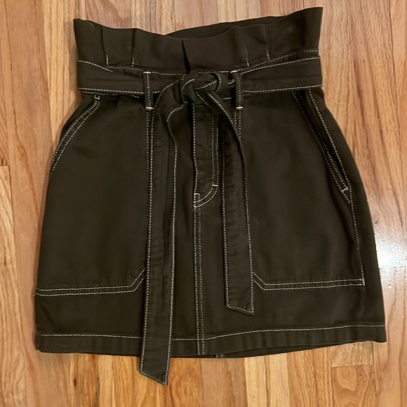 Free People Splendor in Grass Olive Green Skirt ( Button, Zipper, Tie belt ) - Picture 4 of 10